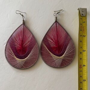 Elegant Teardrop Earrings with Red and Cream Accents